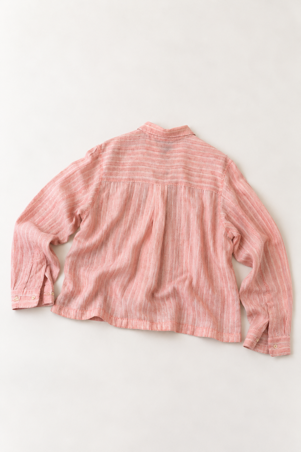 #118 Cropped Classic Button Down Shirt/ KOC 72 Pink/ Natural Stripes
