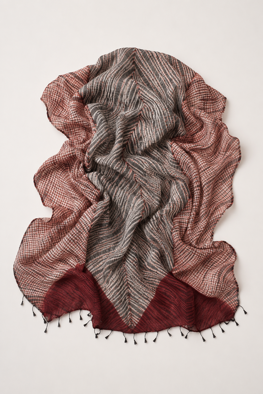 Tussar Silk Shawl Arashi Shibori/ Style 7