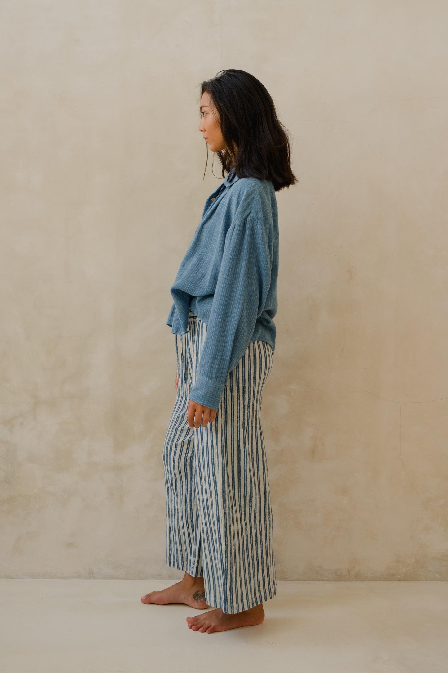 #76 Cropped L/S Button Down Men Shirt