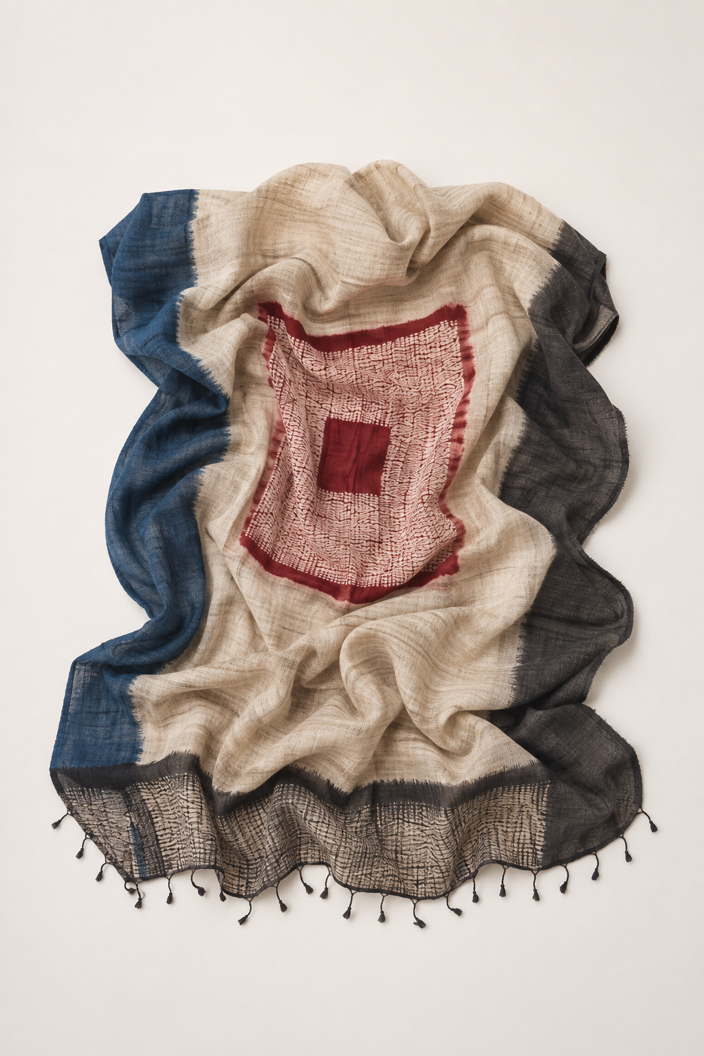Tussar Silk Shawl Shibori/ Style 12