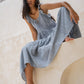 #42 Reya Dress Fabric Indigo / Natural Space Dyed