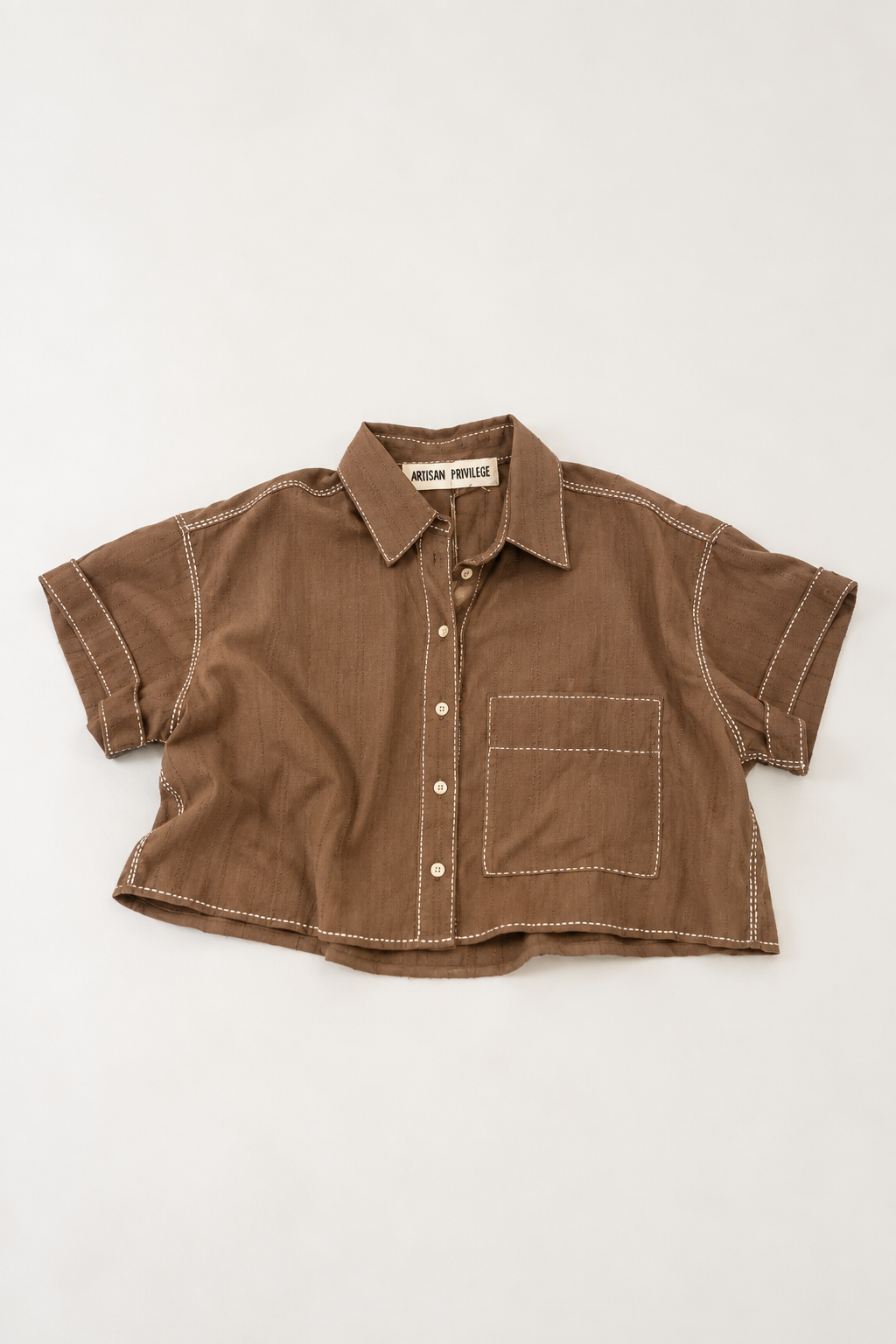 #131 Crop Single Pocket Short Sleeve