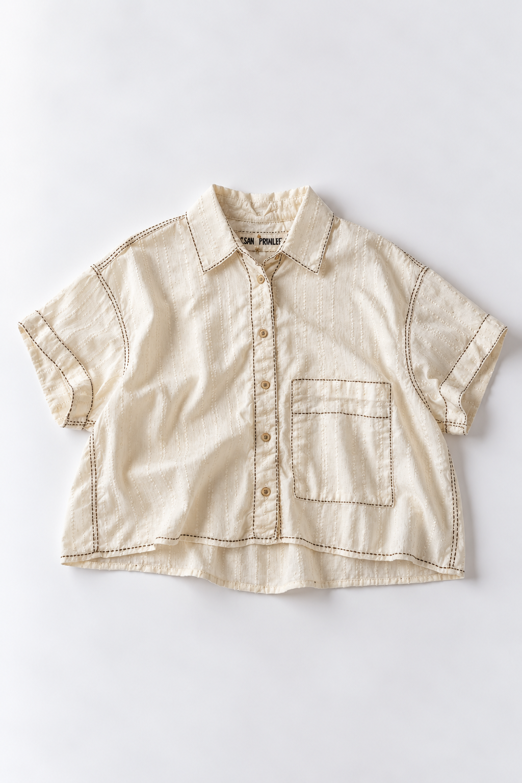 #131 Crop Single Pocket Short Sleeve