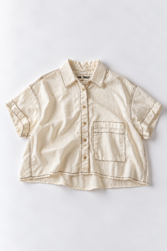 #131 Crop Single Pocket Short Sleeve
