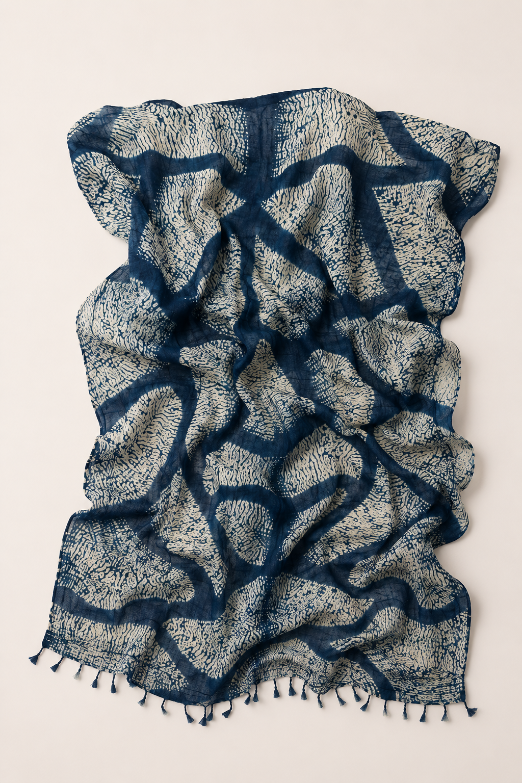 Tussar Silk Shawl Arashi Shibori Handloom/ Style 9