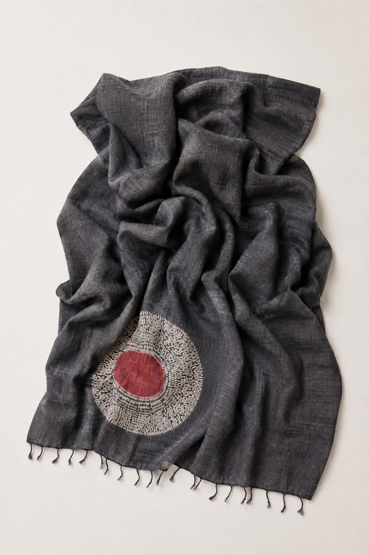 Tussar Silk Shawl Arashi Shibori/ Style 20