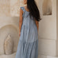 #42 Reya Dress Fabric Indigo / Natural Space Dyed