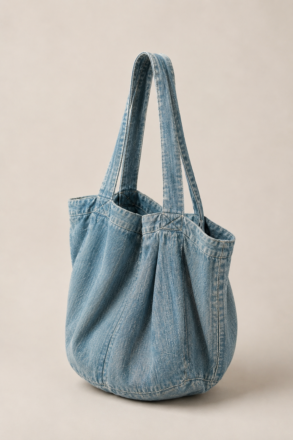 Mini Hand Loom Hemp Sack Bag Indigo / Natural Top Stitch