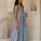 #42 Reya Dress Fabric Indigo / Natural Space Dyed