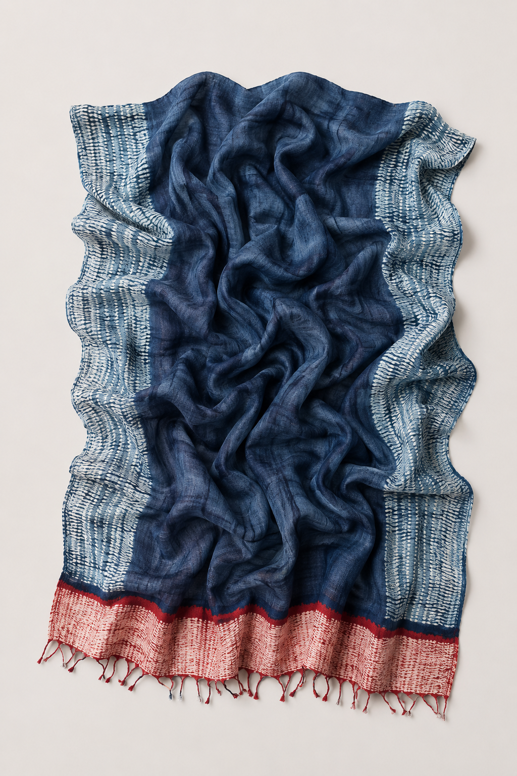 Tussar Silk Shawl Red/ Style 31