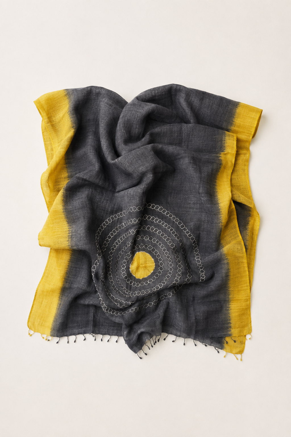 Tussar Silk Shawl Arashi Shibori/ Style 15