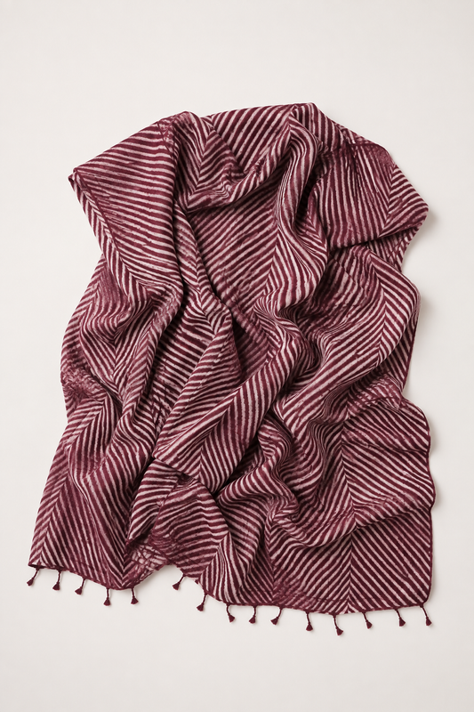 Tussar Silk Shawl Arashi Shibori/ Style 1