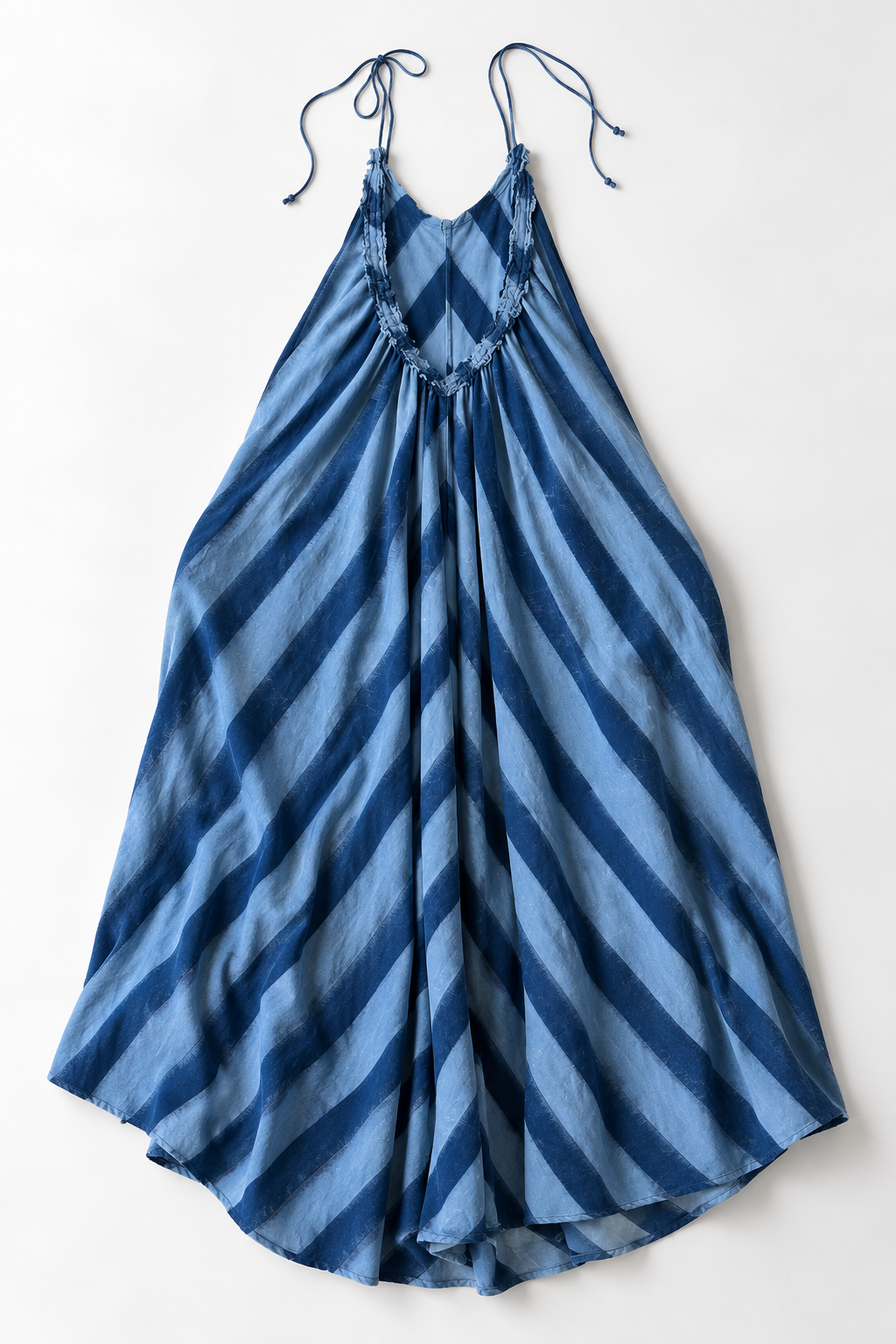 #84 Jumpsuit Double Ikat Big Stripes 218 Sky Blue / Cobalt Stripe Stone Wash