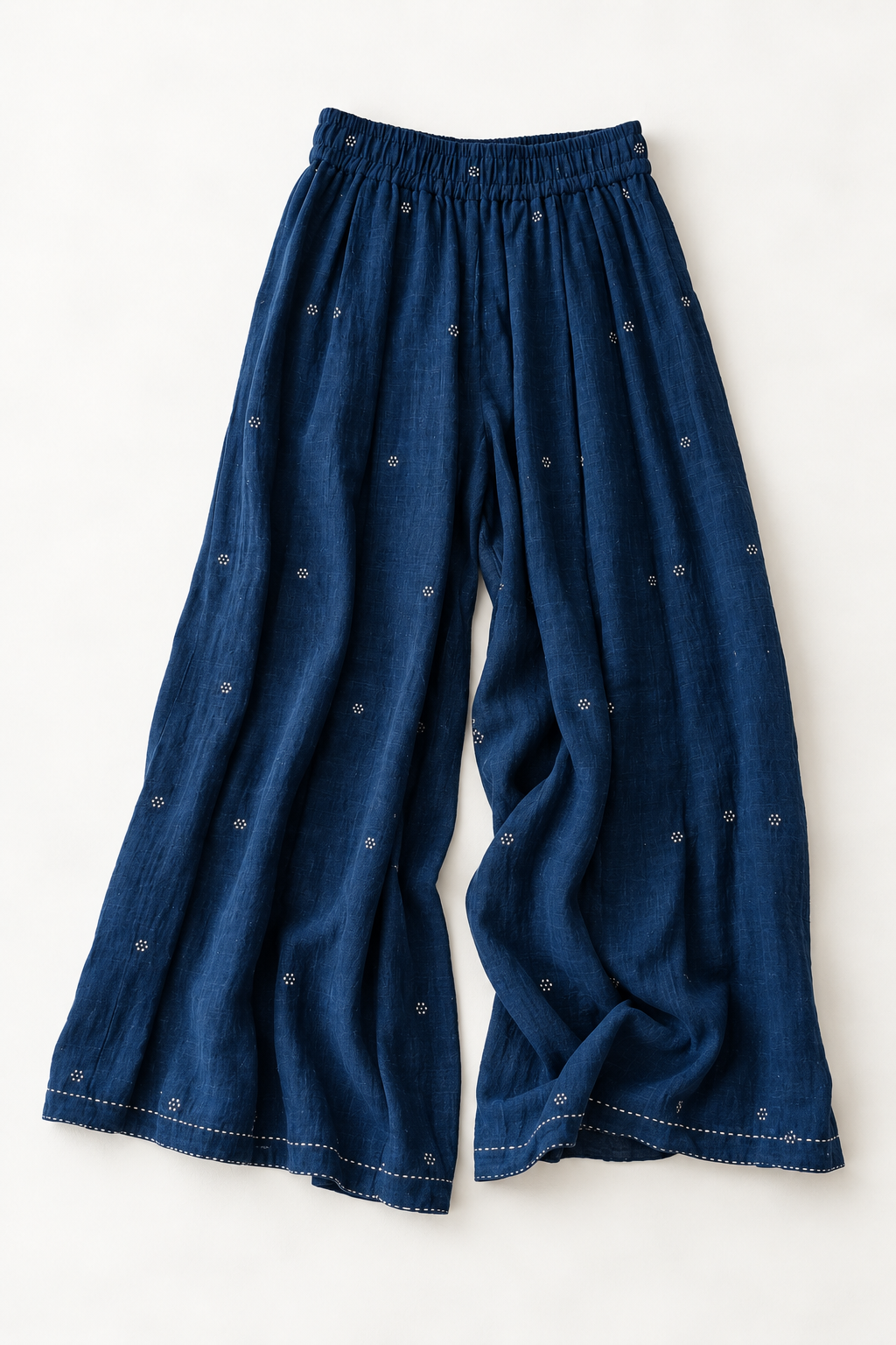 #94 Pleat Wide Leg Pants/ Tangalia Flower/ Indigo