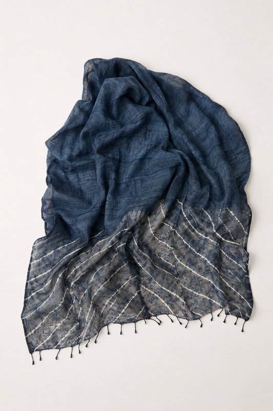 Tussar Silk Shawl Shibori/ Style 14