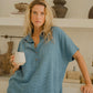 #63 Oversized Hanley Shirt Kala 118A Ocean Blue / Indigo Stripe