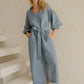 #80 Maxi Split Neck Button Down Dress