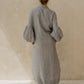 #55 Maxi H/L Kaftan Thick Placket Puff Slvs