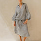 #55 Maxi H/L Kaftan Thick Placket Puff Slvs