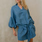 #56 Mini H/L Kaftan Thick Placket Puff Slvs