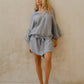 #56 Mini H/L Kaftan Thick Placket Puff Slvs