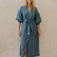 #80 Maxi Split Neck Button Down Dress