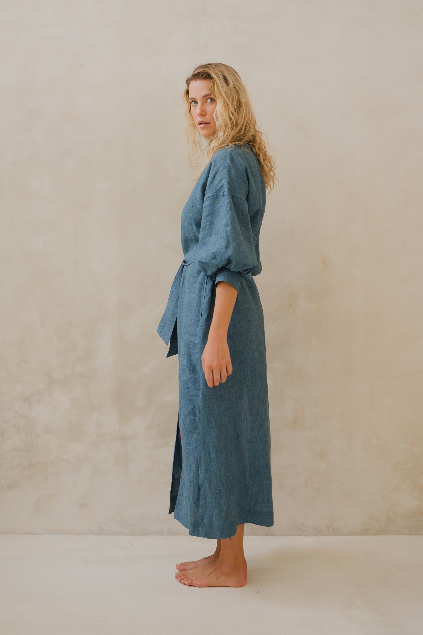 #80 Maxi Split Neck Button Down Dress