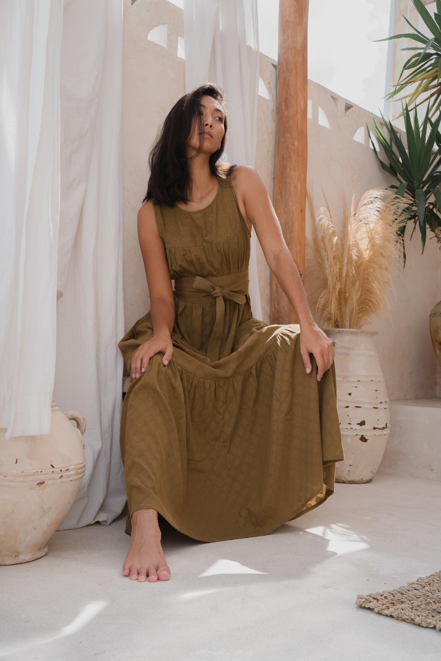 Crew Neck Tiered Dress