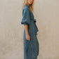 #80 Maxi Split Neck Button Down Dress