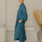 #55 Maxi H/L Kaftan Thick Placket Puff Slvs