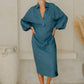 #55 Maxi H/L Kaftan Thick Placket Puff Slvs