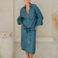 #55 Maxi H/L Kaftan Thick Placket Puff Slvs