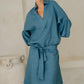 #55 Maxi H/L Kaftan Thick Placket Puff Slvs