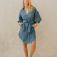 #53 Mini Split Neck Button Down Dress