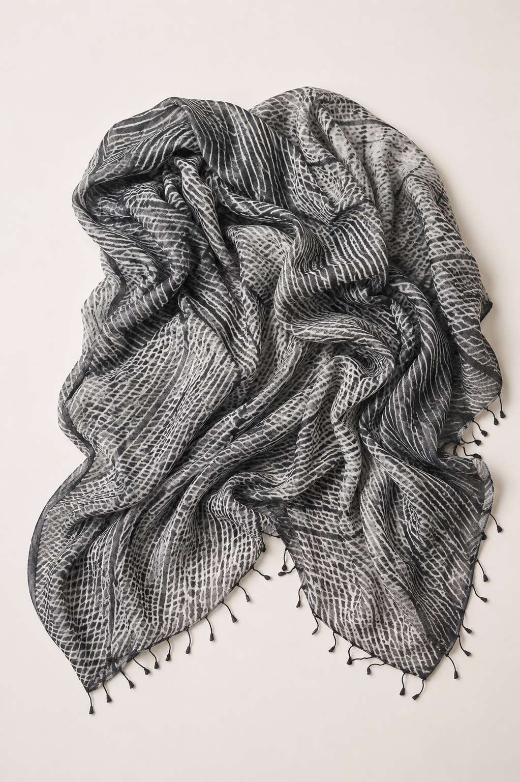 Tussar Silk Shawl Arashi Shibori/ Style 5