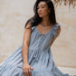 #42 Reya Dress Fabric Indigo / Natural Space Dyed