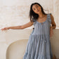 #42 Reya Dress Fabric Indigo / Natural Space Dyed