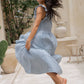 #42 Reya Dress Fabric Indigo / Natural Space Dyed