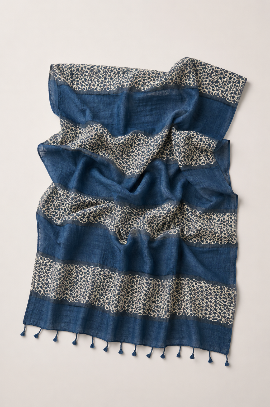 Tussar Silk Shawl Arashi Shibori/ Style 38