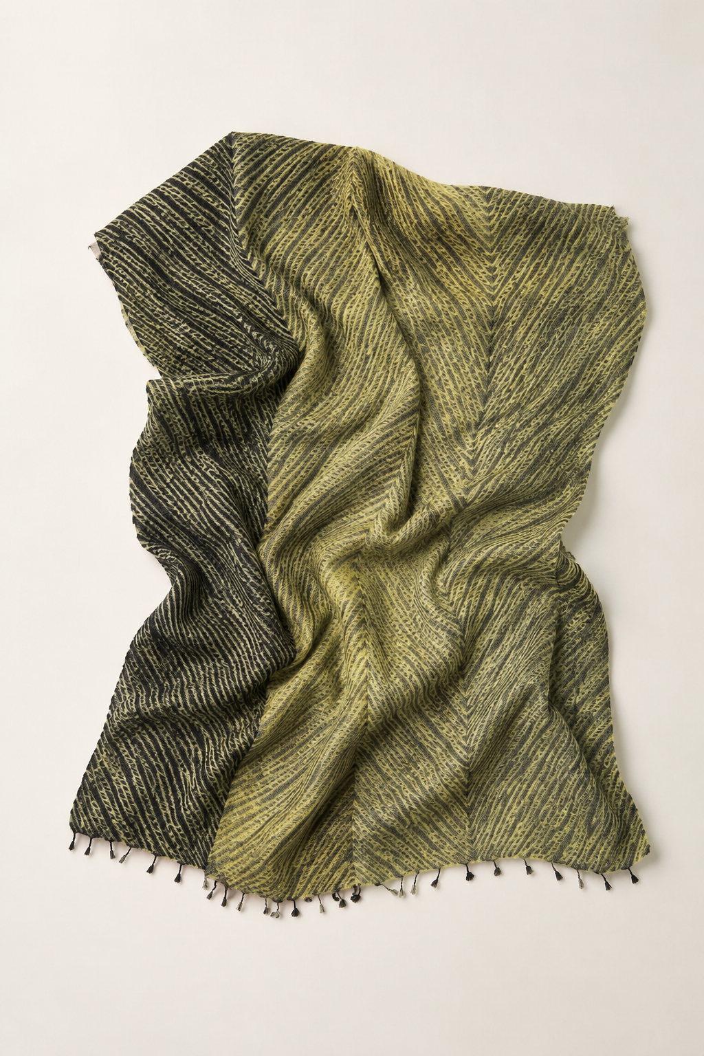 Tussar Silk Shawl Arashi Shibori/ Style 6