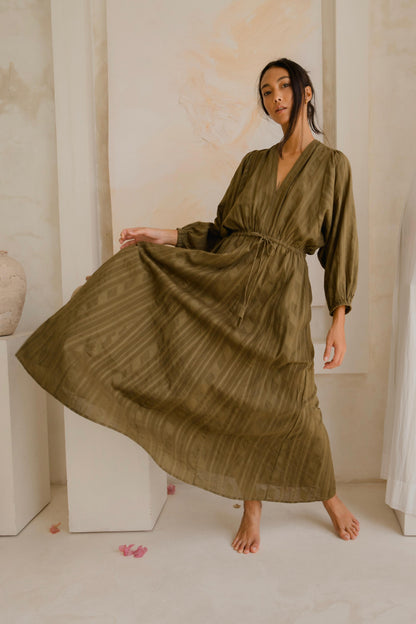 #48 Dolman Dress Parallelogram Olive