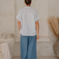 #94 Pleat Wide Leg Pants Kala 118A Ocean Blue/ Indigo Stripe