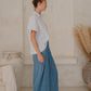 #94 Pleat Wide Leg Pants Kala 118A Ocean Blue/ Indigo Stripe