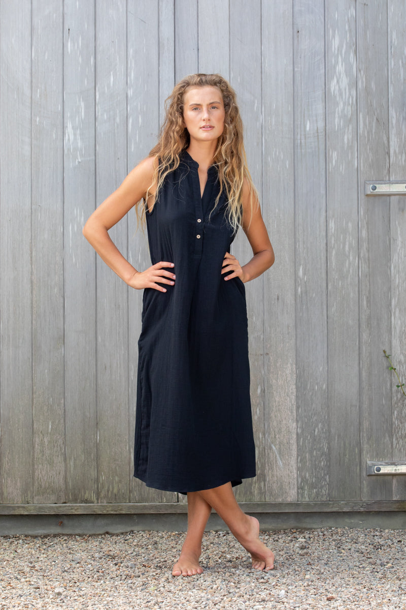 cotton double gauze maxi dress