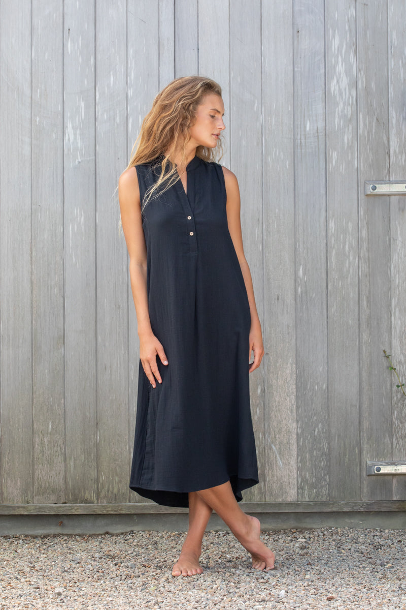 black ellen dress cotton double gauze