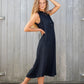 black new cotton double gauze dress