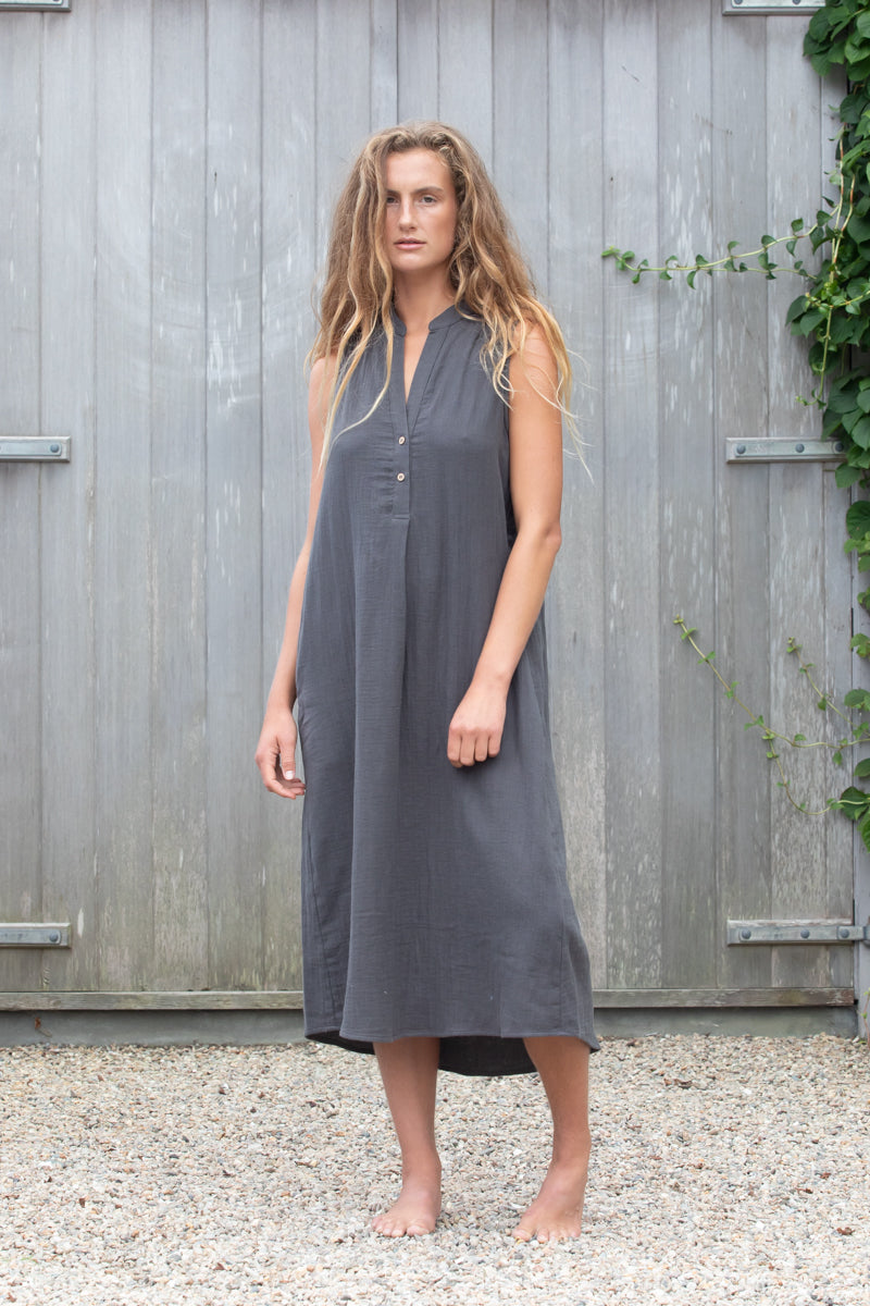 charcoal ellen cotton gauze dress