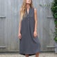 charcoal cotton double gauze maxi dress