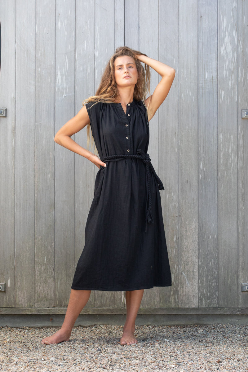 cotton gauze summer dresses Summer Henley Dress in Cotton Double Gauze – Artisan Privilege