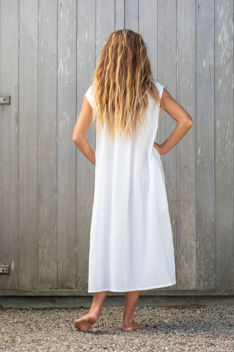 Summer Henley Dress in Cotton Double Gauze Artisan Privilege Summer Henley Dress in Cotton Double Gauze Artisan Privilege